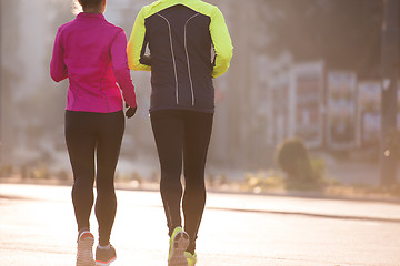 Image showing young  couple jogging