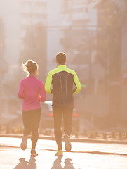 Image showing young  couple jogging