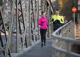 Image showing young  couple jogging