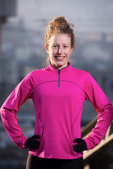 Image showing woman  stretching before morning jogging