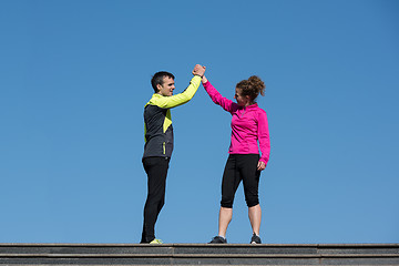 Image showing congratulate and happy to finish morning workout