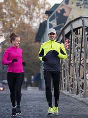 Image showing young  couple jogging