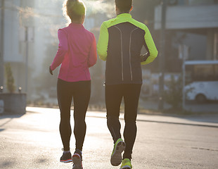 Image showing young  couple jogging