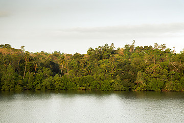 Image showing view to lake or river from land hills on Sri Lanka