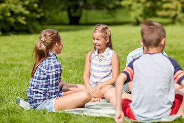 Image showing group of happy kids or friends outdoors
