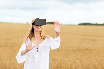 Image showing woman in virtual reality headset on cereal field