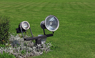 Image showing garden lighting and green grass in daylight