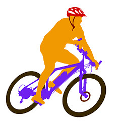 Image showing Silhouette of a cyclist male.  illustration.