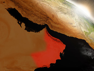 Image showing Oman from space highlighted in red