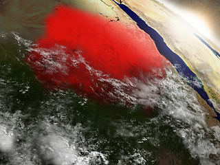 Image showing Sudan from space highlighted in red