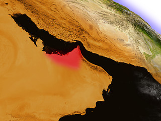 Image showing United Arab Emirates from space highlighted in red