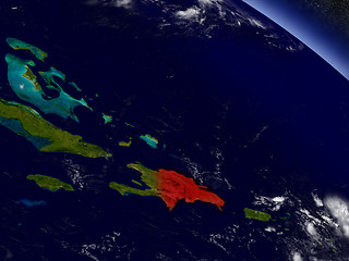 Image showing Dominican Republic from space highlighted in red