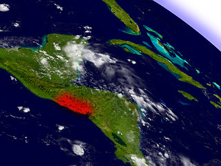 Image showing El Salvador from space highlighted in red