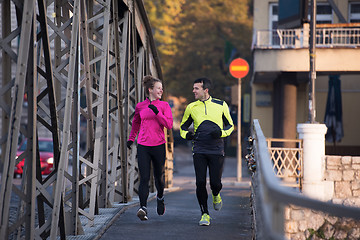 Image showing young  couple jogging