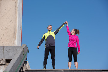 Image showing congratulate and happy to finish morning workout