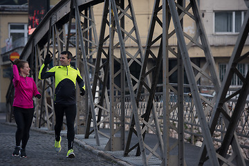 Image showing young  couple jogging