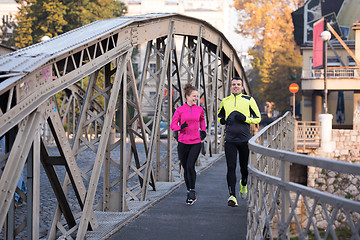 Image showing young  couple jogging