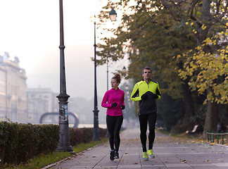 Image showing young  couple jogging