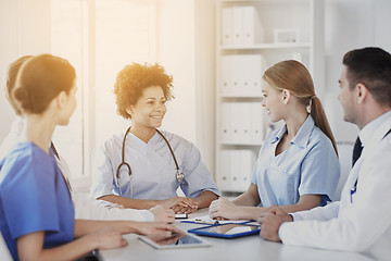 Image showing group of happy doctors meeting at hospital office