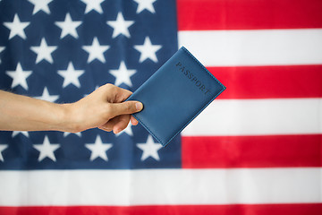 Image showing close up of hand with american passport