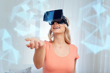 Image showing woman in virtual reality headset or 3d glasses