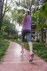 Image showing sporty woman jogging