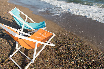 Image showing colorful beach chairs