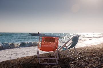 Image showing colorful beach chairs