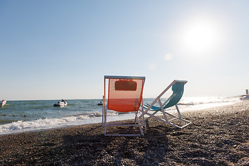 Image showing colorful beach chairs