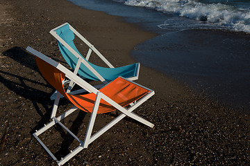 Image showing colorful beach chairs