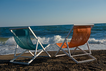 Image showing colorful beach chairs