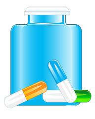 Image showing Glass bottled and tablets