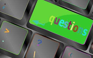 Image showing Computer keyboard key with key questions, closeup vector keyboard key. keyboard button. Vector illustration