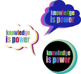 Image showing knowledge is power. Set of stickers, labels, tags. Template for infographics. Icon set. Icon flat. Vector illustration