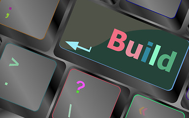 Image showing Computer keyboard with Build key. business concept vector keyboard key. keyboard button. Vector illustration