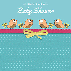 Image showing Delicate baby shower card with little birds