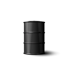 Image showing Black Metal Barrel of Oil Isolated on White Background