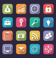 Image showing Set flat icons of business, office and marketing items, style wi