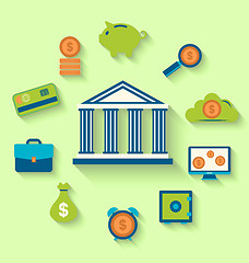 Image showing Flat icons of financial and business items