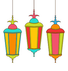 Image showing Colorful Arabic Lamps for Ramadan Kareem