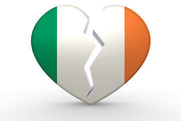 Image showing Broken white heart shape with Ireland flag