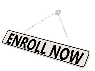 Image showing Enroll now banner isolated on white