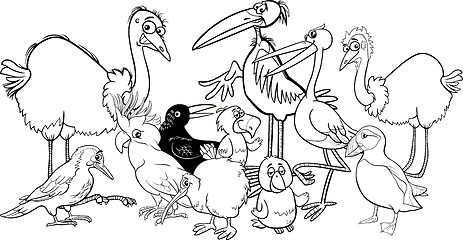 Image showing birds group coloring book