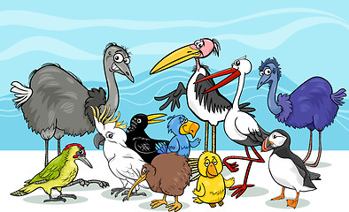 Image showing birds group cartoon illustration