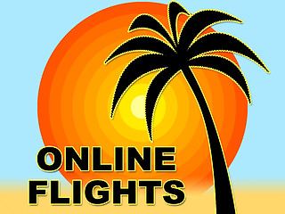 Image showing Online Flights Represents Web Site And Aeroplane