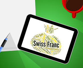 Image showing Swiss Franc Means Worldwide Trading And Coin
