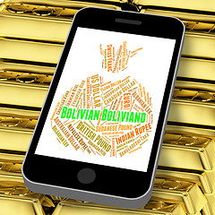 Image showing Bolivian Boliviano Indicates Worldwide Trading And Coin
