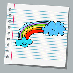 Image showing notebook paper with rainbow