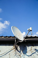 Image showing TV satellite dish aimed