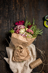 Image showing The florist desktop with working tools